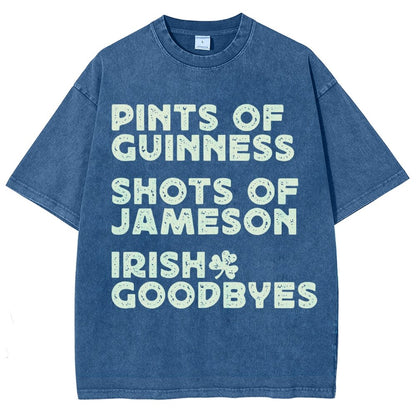 Pints Shots Goodbyes-St. Patrick's Day Vintage Distressed T-shirt