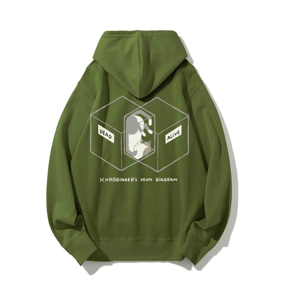 Schrodingers Venn Diagram Printed Back Unisex Cotton Hoodie