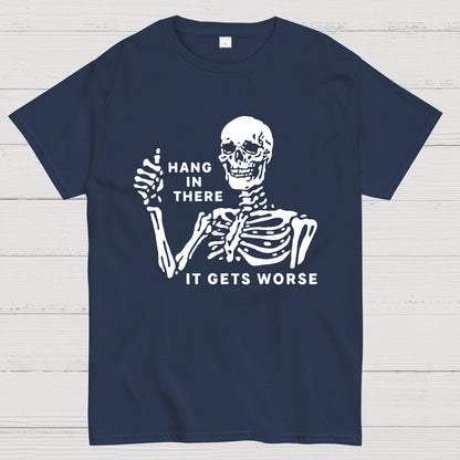 Hang In There Skeleton Geek T-Shirt