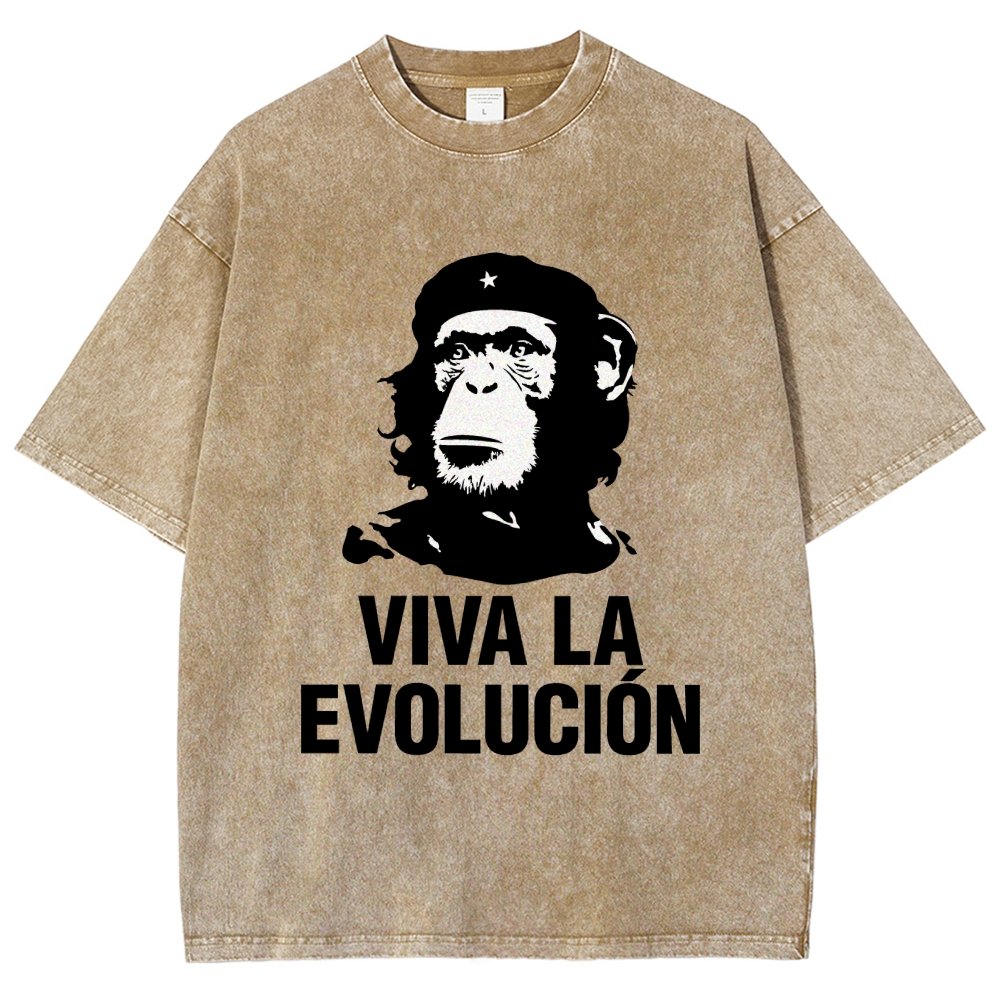 Marxist Evolution Funny Chimpanzee Monkey Rebellious Figure Parody Slogan Vintage Distressed T-shirt