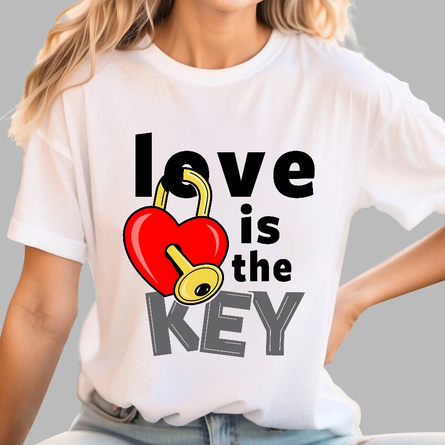 Love Is The Key Cool Valentine Slogan Geek T-Shirt