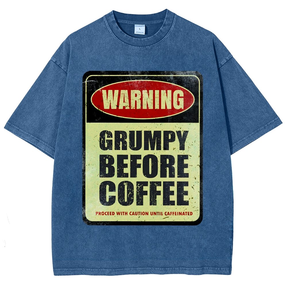 Grumpy Before Coffee Vintage Distressed T-shirt 2412001060