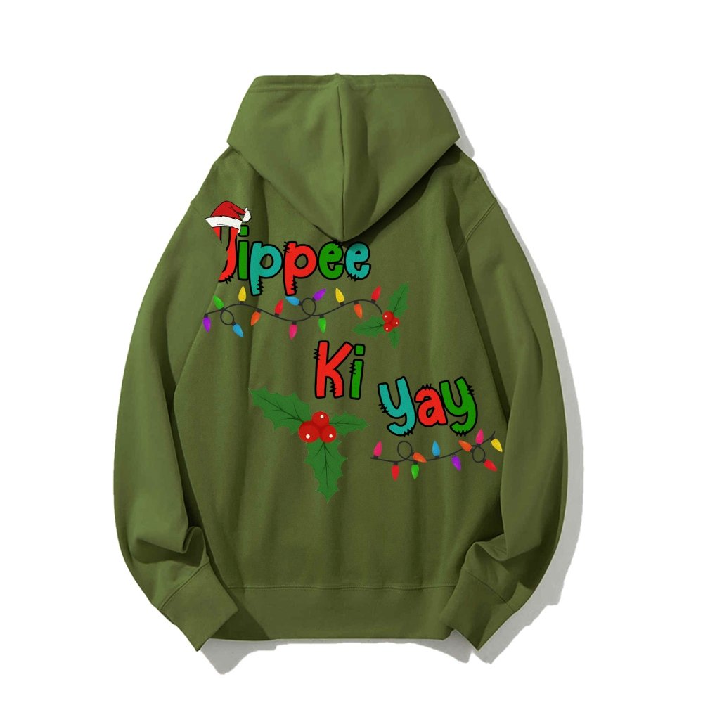 Yippee Ki Yay Christmas Printed Back Cotton Hoodie