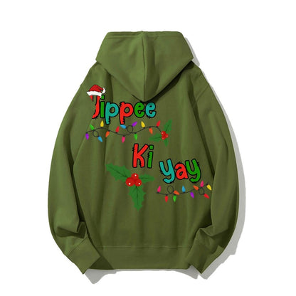Yippee Ki Yay Christmas Printed Back Cotton Hoodie