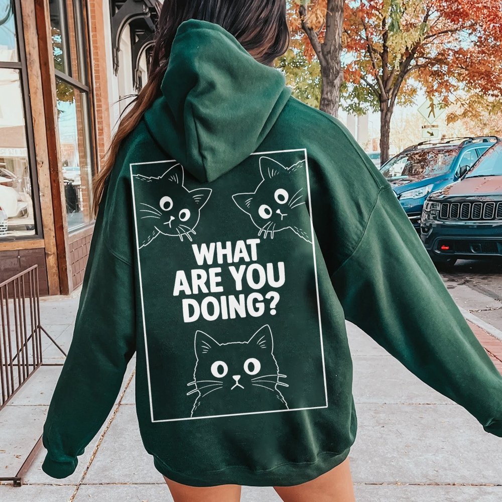 What Are You Doing Printed Back Unisex Cotton Hoodie