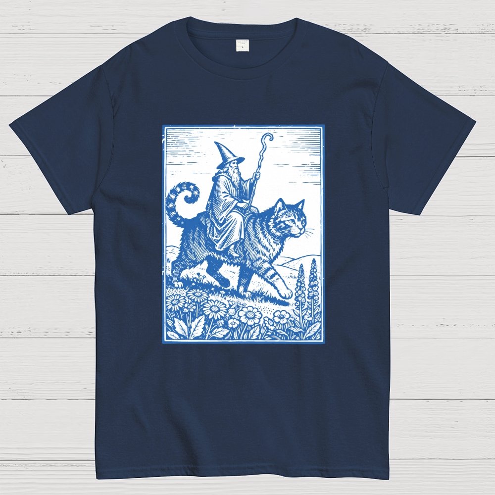 Wizard Cat Rider Geek T-Shirt