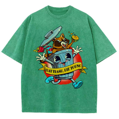 Eat trash die young vintage cartoon Classic Vintage Distressed T-shirt