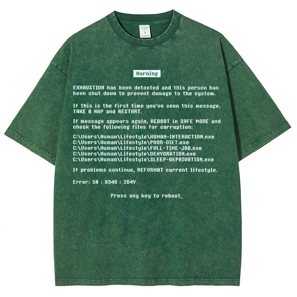 Blue Screen of Exhaustion Vintage Distressed T-shirt
