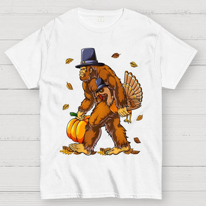 Bigfoot Turkey Pumpkin Thanksgiving Sasquatch Geek T-Shirt