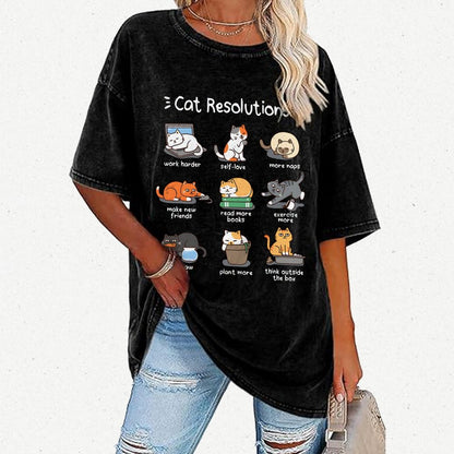 Cat Resolutions Vintage Distressed T-shirt