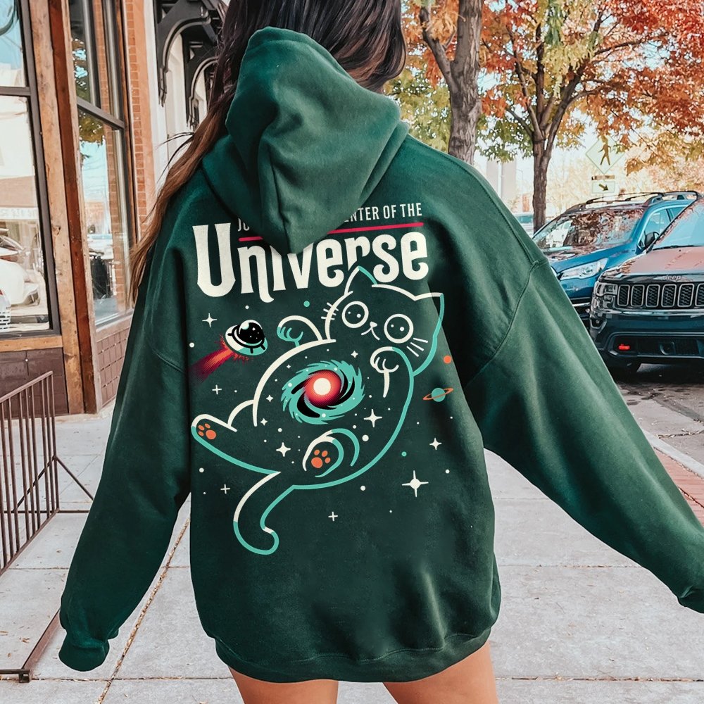 Journey to the Center of the Universe Geek Printed Back Cotton Hoodie