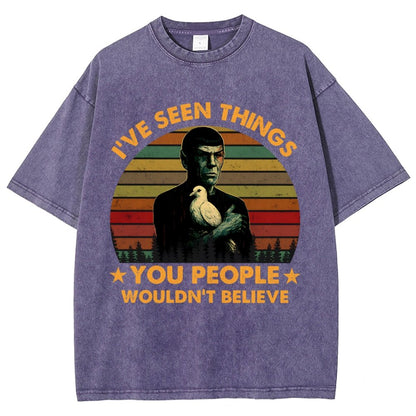 I've Seen Things Sci-Fi Quote Mashup Vintage Distressed T-shirt