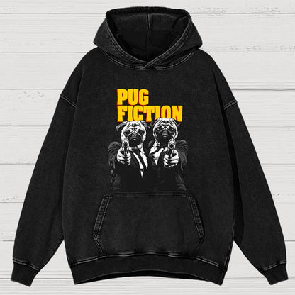 Pug Fiction Vintage Distressed Hoodie