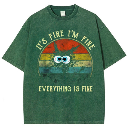 It ‘s Fine I am Fine Everything Is Fine Funny Black cat Vintage Distressed T-shirt