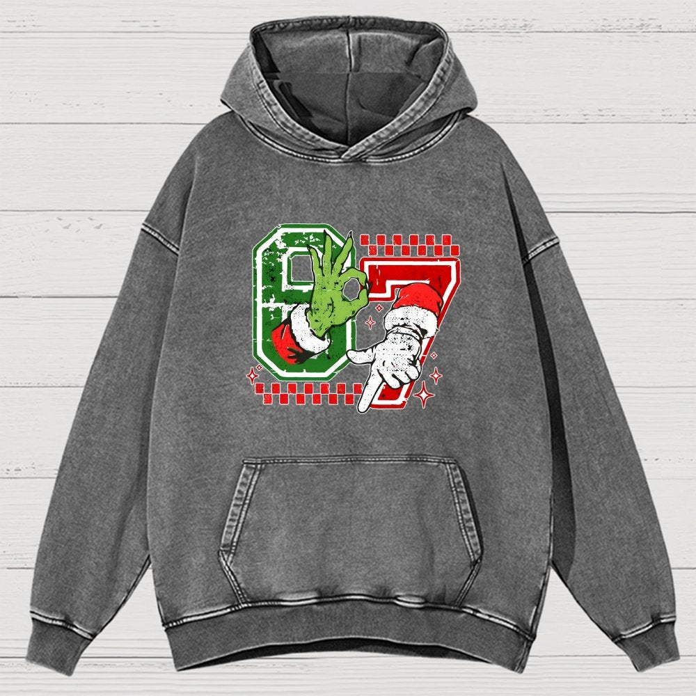 Six Seven 6 7 Christmas Vintage Distressed Hoodie