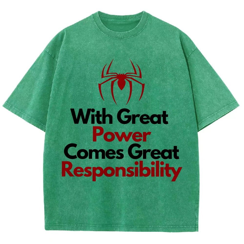 With Great Power Comes Great Responsibility Vintage Distressed T-shirt