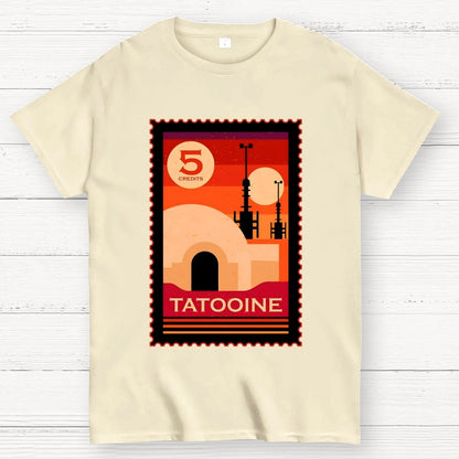 Double Suns Retro Postage Stamp Geek T-Shirt