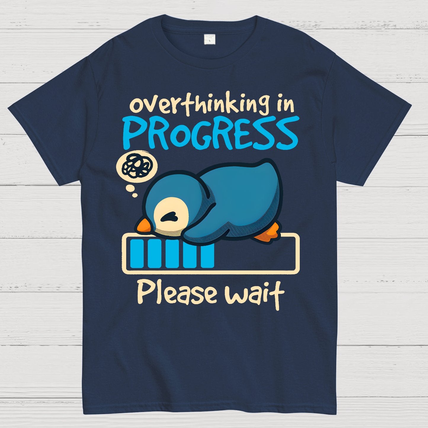 Penguin Overthinking In Progress Geek T-Shirt