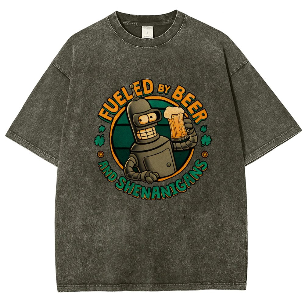 Fueled By Beer Vintage Distressed T-shirt