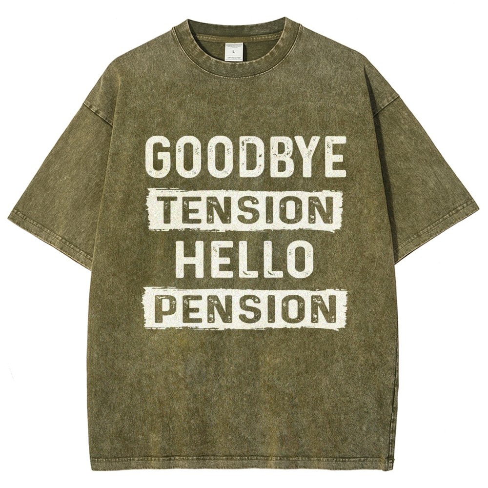 Funny Retirement Goodbye Tension Hello Pension Vintage Distressed T-shirt