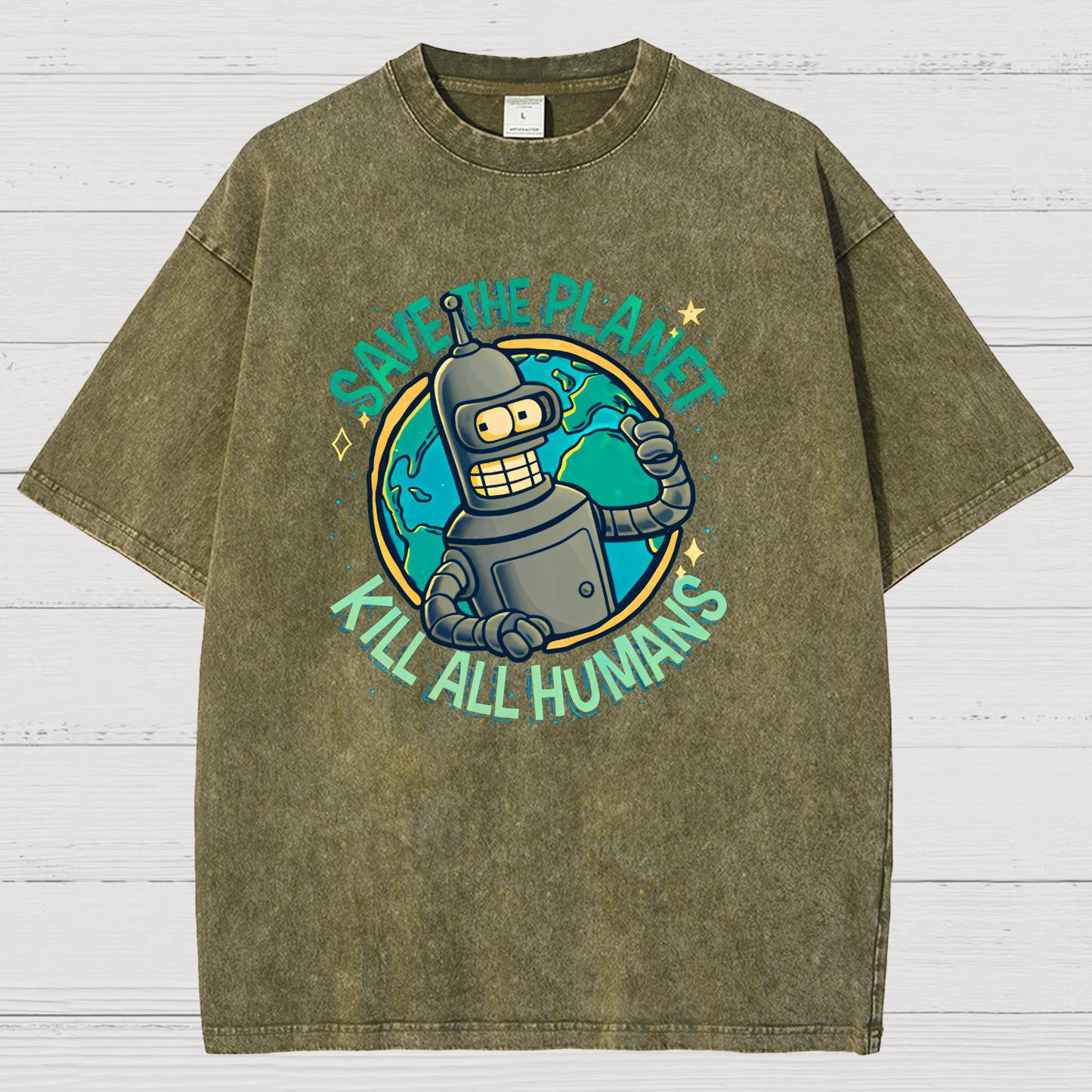 Save The Planet Kill All Humans Vintage Distressed T-shirt