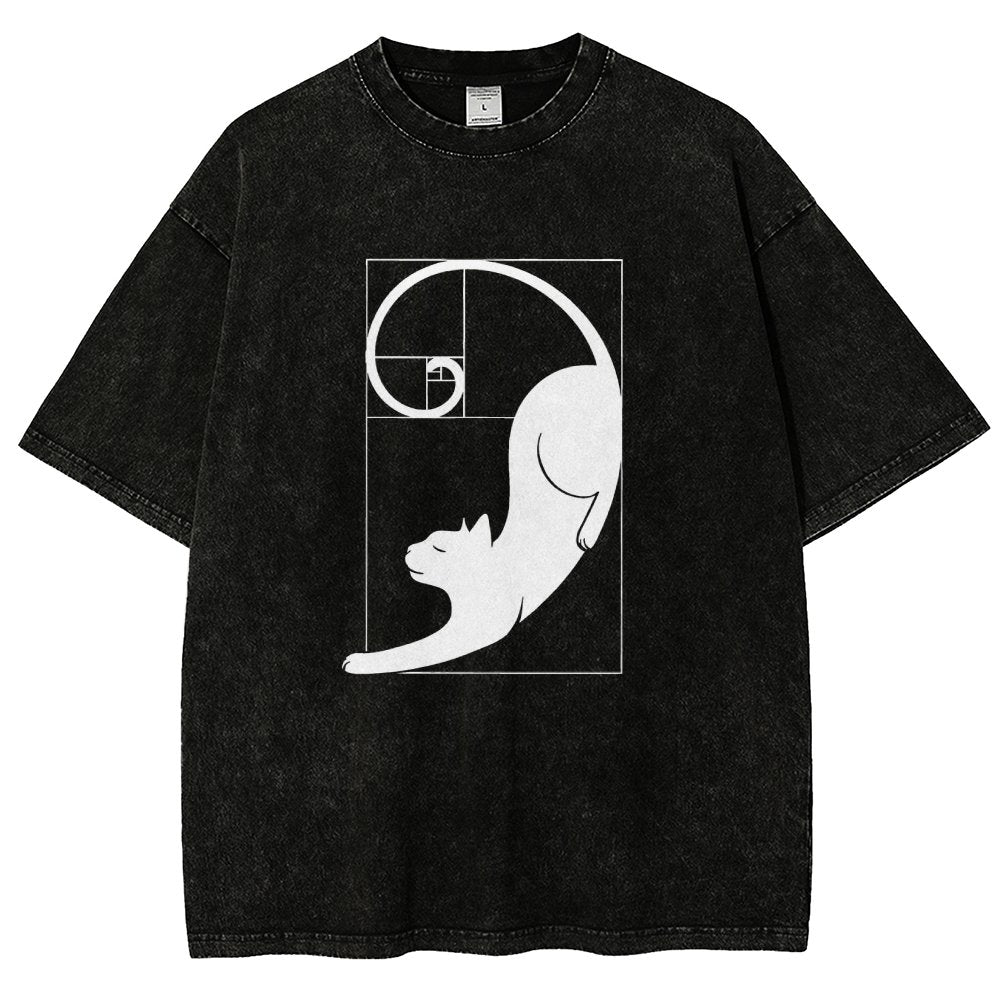 Fibonacci Cat Golden Ratio Vintage Distressed T-shirt