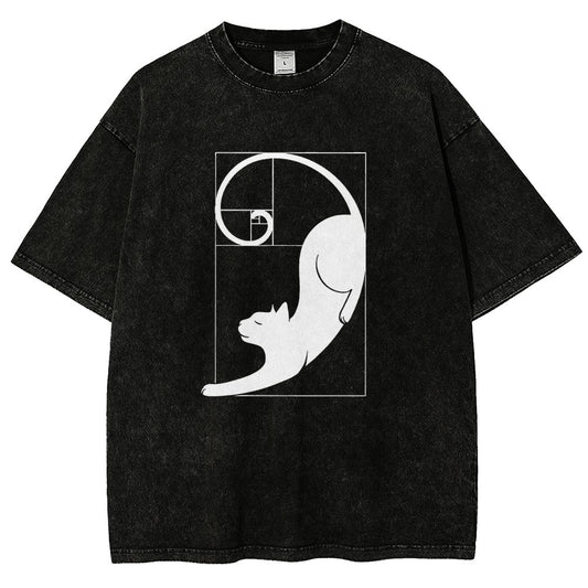 Fibonacci Cat Golden Ratio Vintage Distressed T-shirt