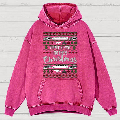 Yippee Ki-Yay Mother Christmas Ugly Vintage Distressed Hoodie