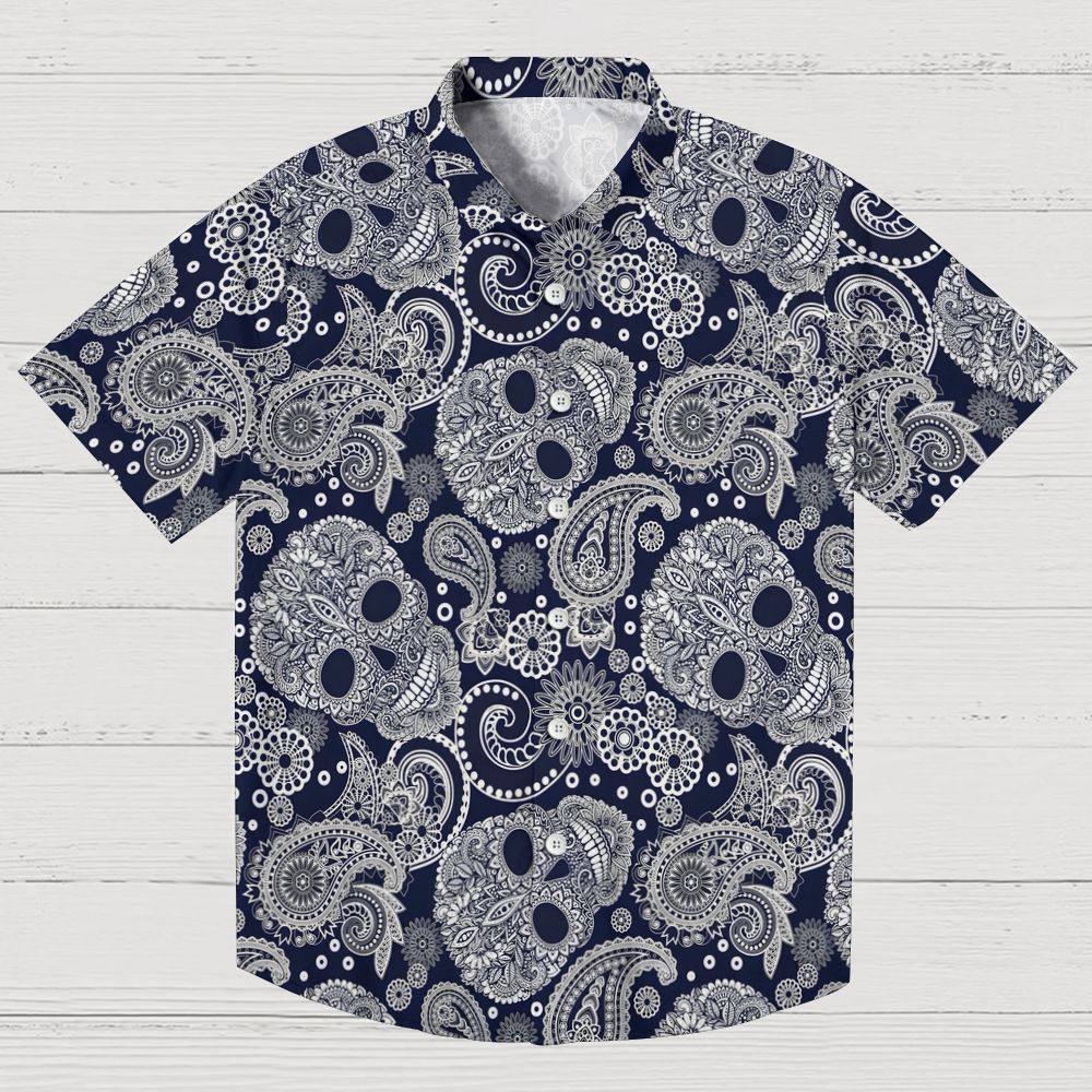 Paisley Skull Art Print Geek Hawaiian Shirt