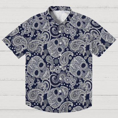 Paisley Skull Art Print Geek Hawaiian Shirt