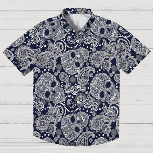 Paisley Skull Art Print Geek Hawaiian Shirt
