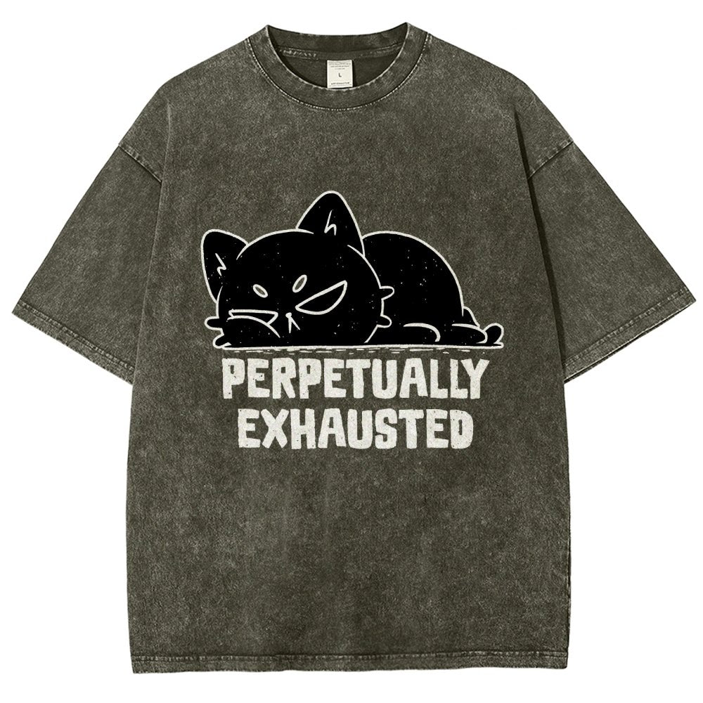 Perpetually Exhausted Cat Vintage Distressed T-shirt
