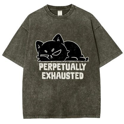 Perpetually Exhausted Cat Vintage Distressed T-shirt