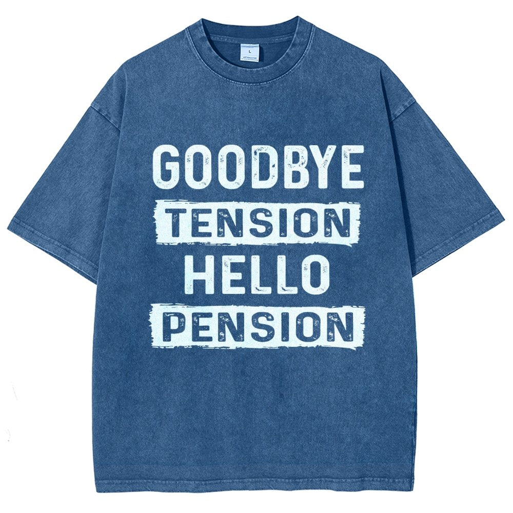 Funny Retirement Goodbye Tension Hello Pension Vintage Distressed T-shirt