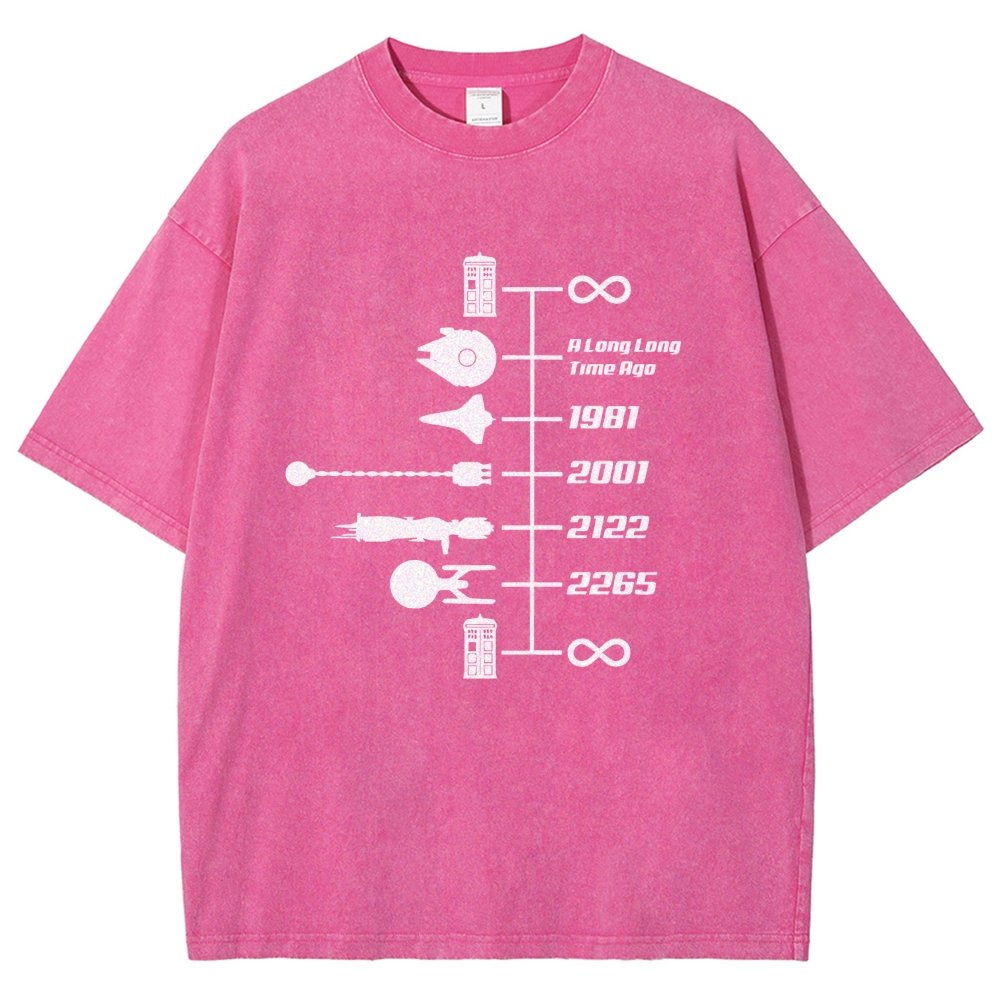 Sci-Fi Timeline Graphic  Classic Movie Spaceships  Nostalgic Space Travel Vintage Distressed T-shirt