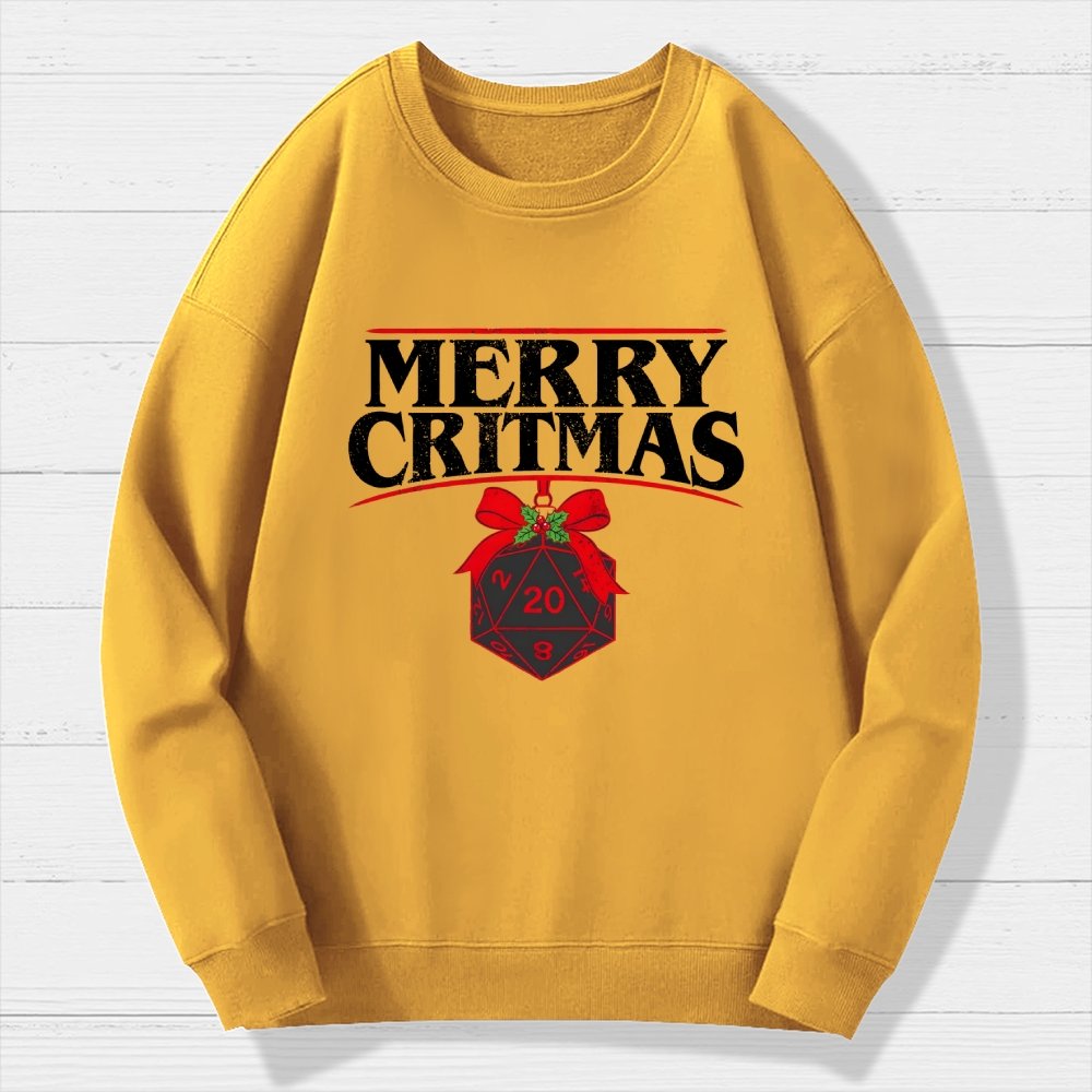Merry Critmas D20 Holiday Geek Cotton Sweatshirt