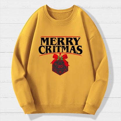 Merry Critmas D20 Holiday Geek Cotton Sweatshirt