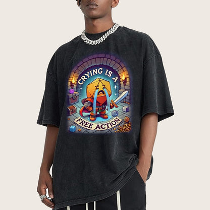 Crying is a Free Action Vintage Distressed T-shirt