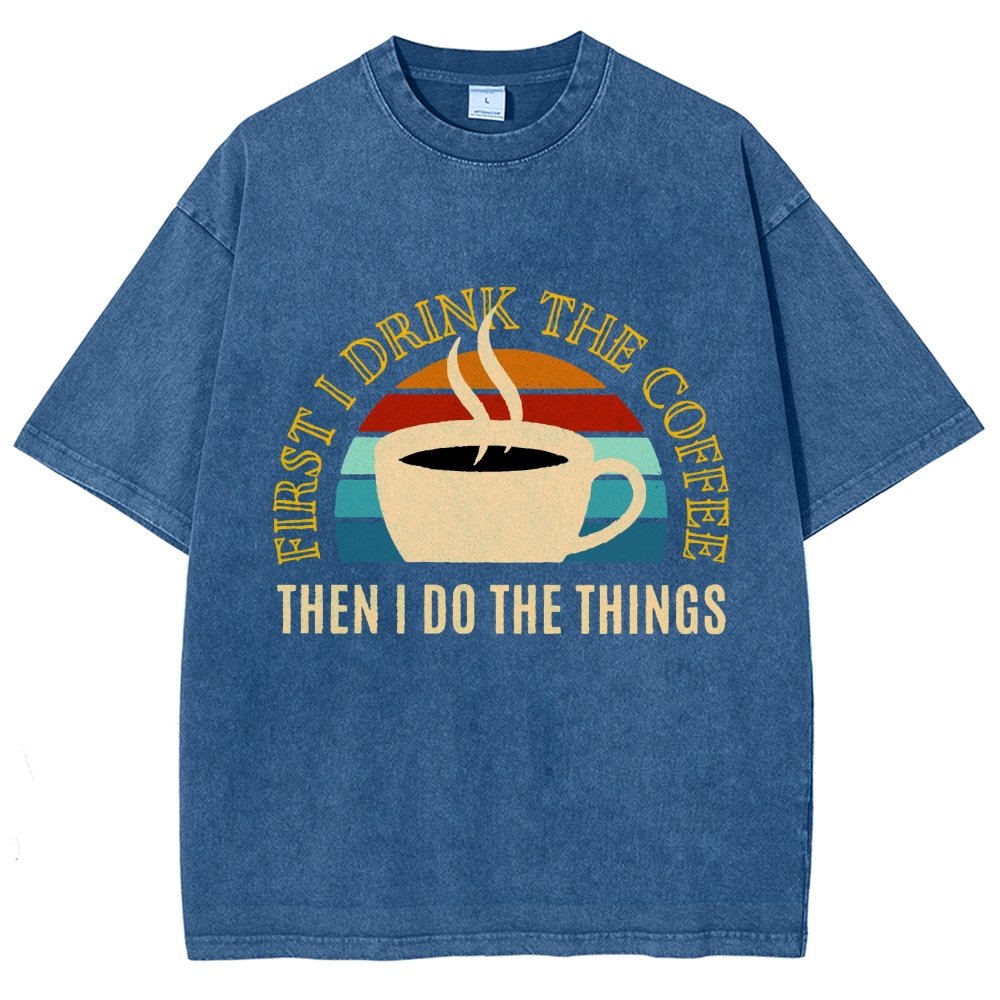 First the Coffee Vintage Distressed T-shirt