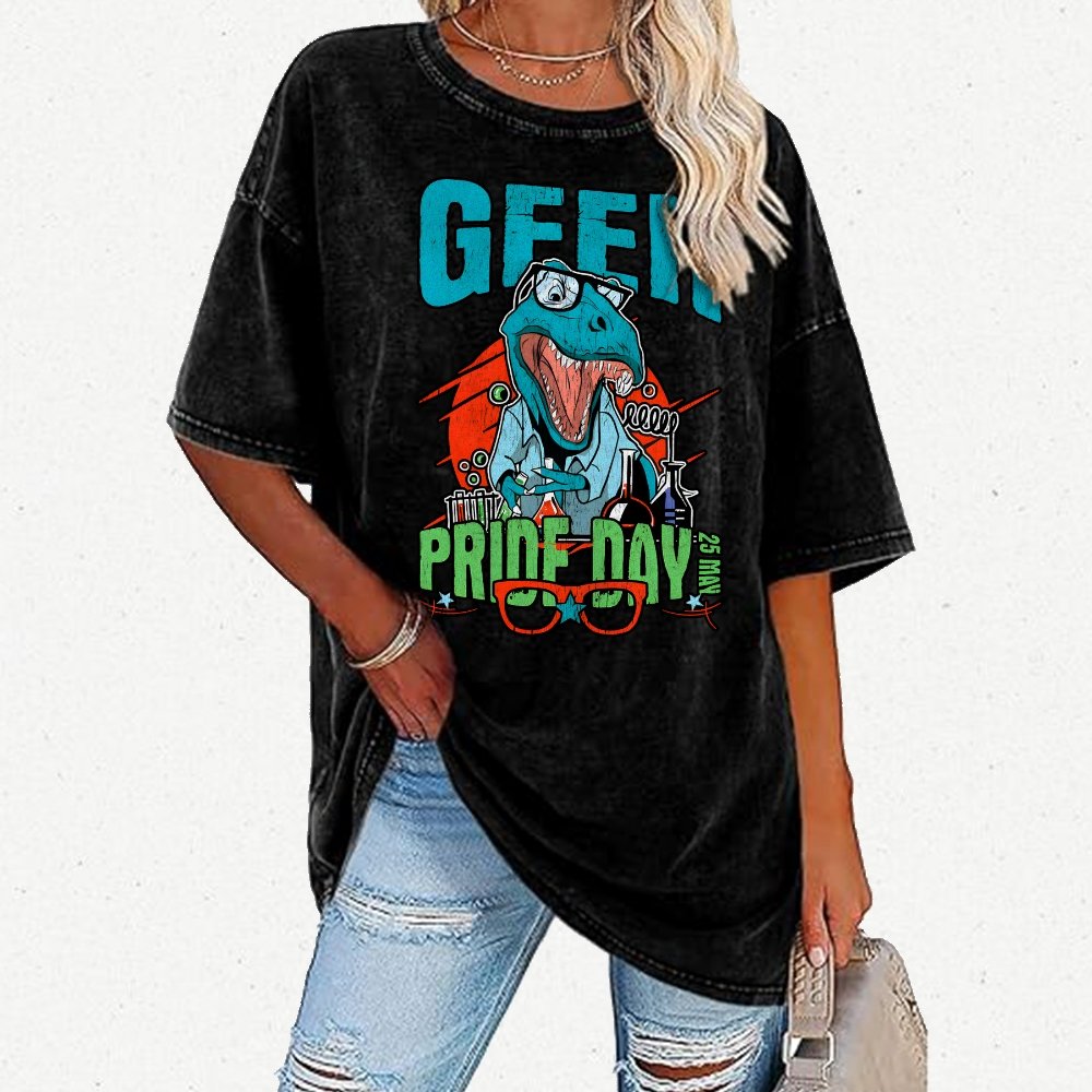 Geek Pride Day Dinosaur Rex Vintage Distressed T-shirt