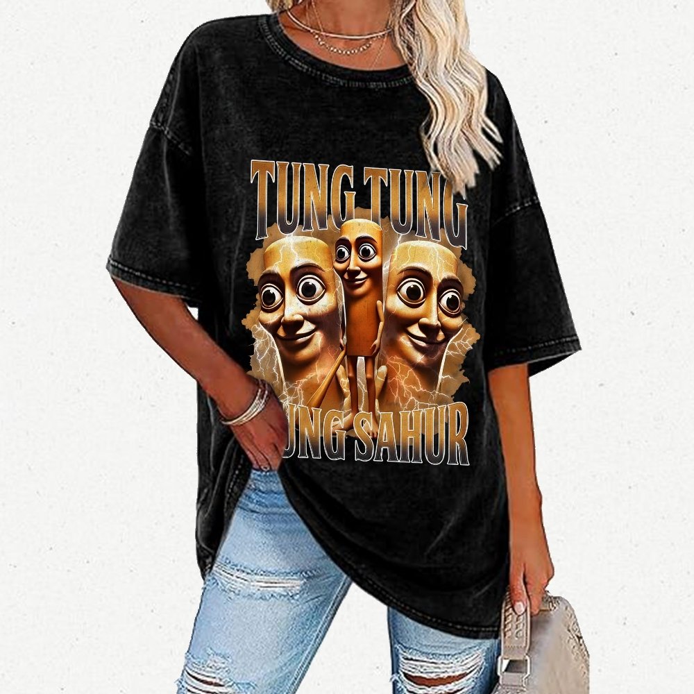 Tung Tung Tung Sahur Funny Vintage Distressed T-shirt