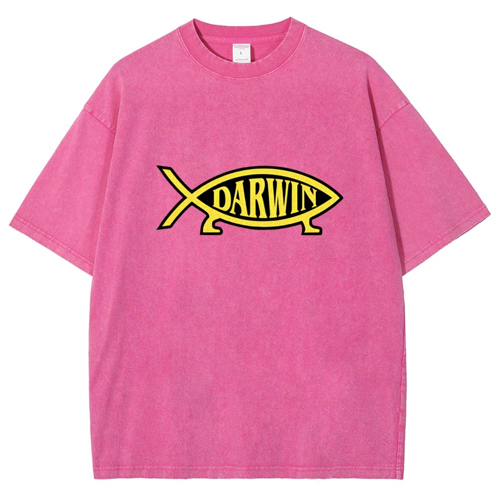 Darwin Fish Vintage Distressed T-shirt