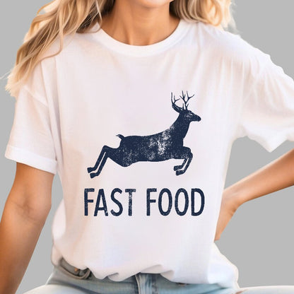 Fast Food Deer Funny Joke Hunting Geek T-Shirt