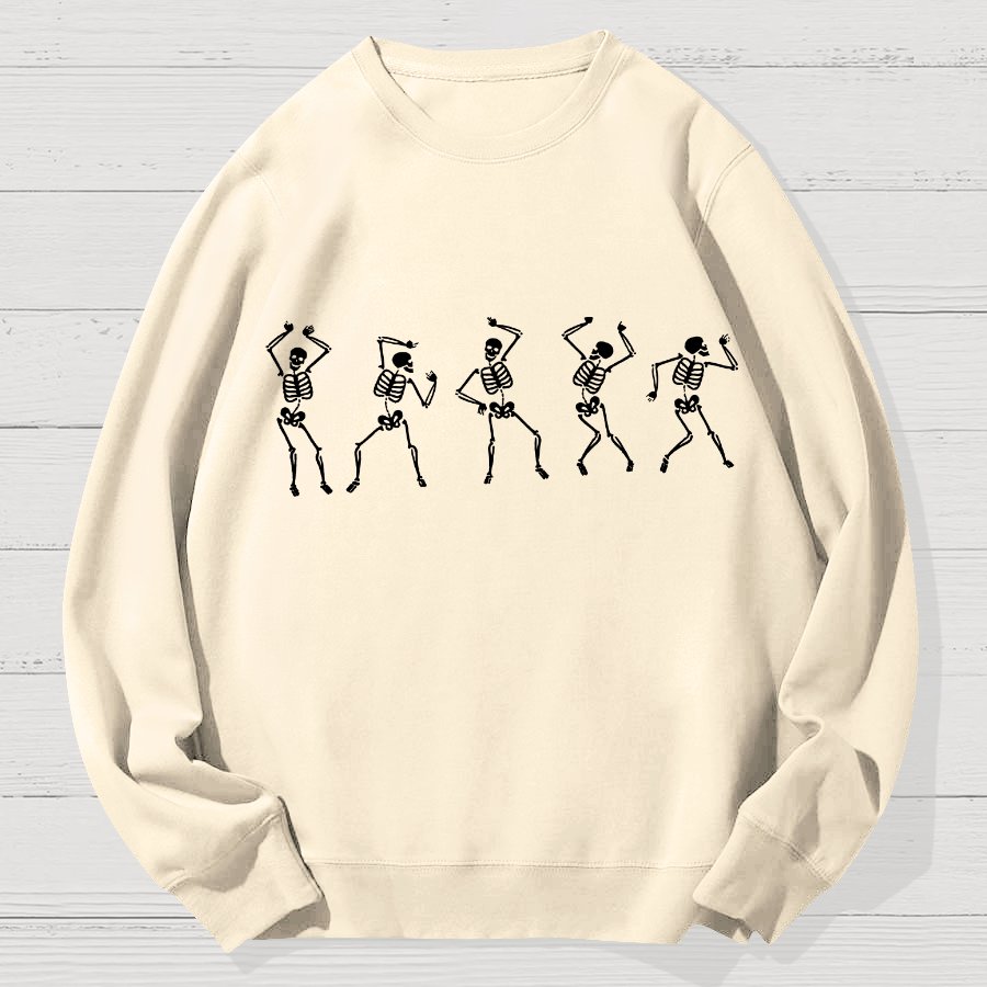 Dancing Skeleton Happy Halloween Geek Cotton Sweatshirt