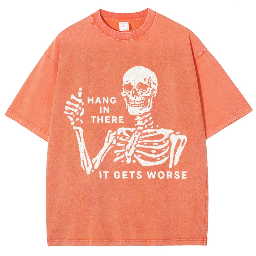 Hang In There Skeleton Vintage Distressed T-shirt