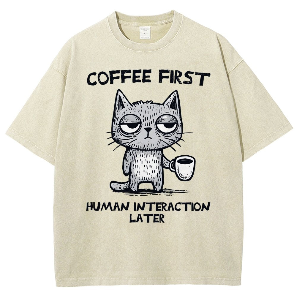 Coffee Firtst Vintage Distressed T-shirt
