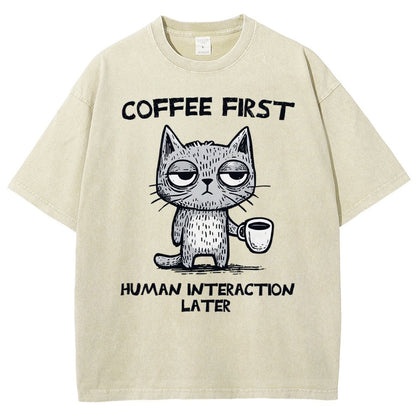 Coffee Firtst Vintage Distressed T-shirt