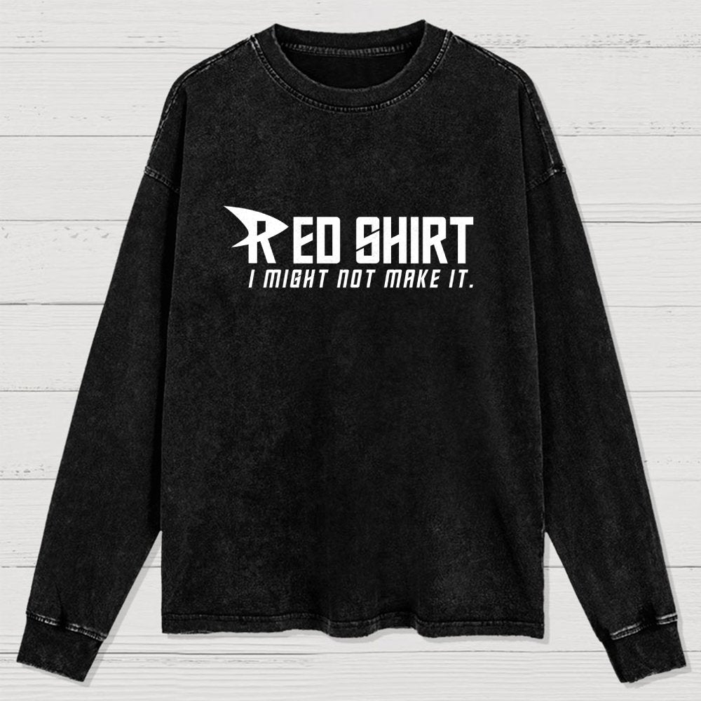 Red Shirt Washed Long Sleeve Tee