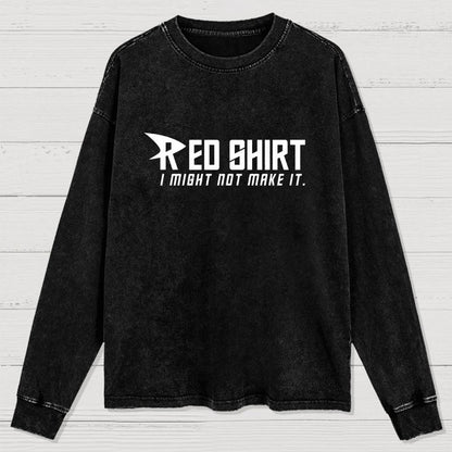 Red Shirt Washed Long Sleeve Tee