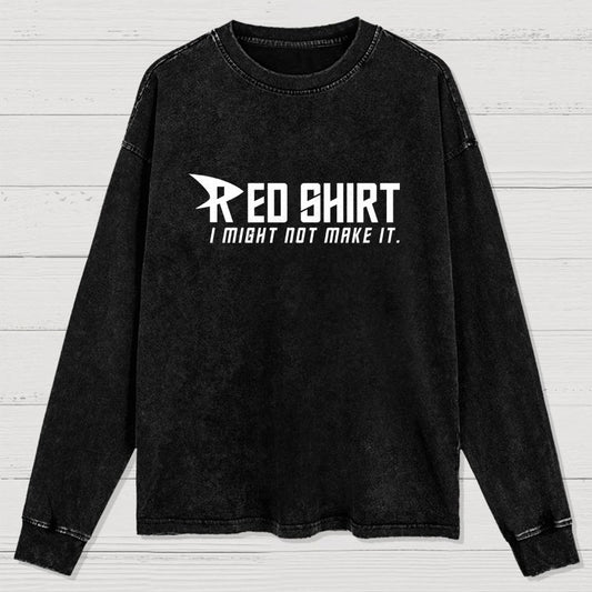 Red Shirt Washed Long Sleeve Tee